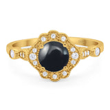 Vintage Style Round Natural Stone Wedding Ring