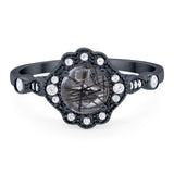 Vintage Style Round Natural Stone Wedding Ring