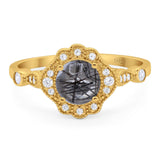 Vintage Style Round Natural Stone Wedding Ring
