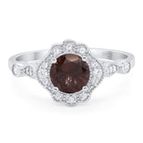 Vintage Style Round Natural Stone Wedding Ring