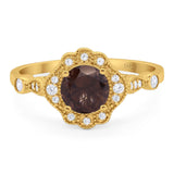 Vintage Style Round Natural Stone Wedding Ring