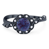 Art Deco Round Natural Stone Flower Ring