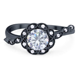 Art Deco Round Natural Stone Flower Ring