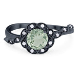 Art Deco Round Natural Stone Flower Ring