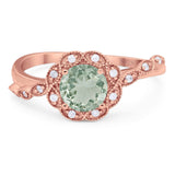 Art Deco Round Natural Stone Flower Ring