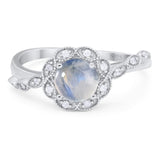 Art Deco Round Natural Stone Flower Ring