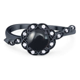 Art Deco Round Natural Stone Flower Ring