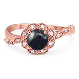 Art Deco Round Natural Stone Flower Ring