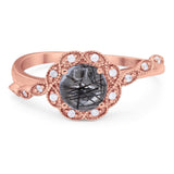 Art Deco Round Natural Stone Flower Ring