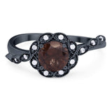 Art Deco Round Natural Stone Flower Ring