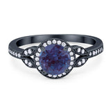 Art Deco Ring Round Natural Stone Beaded Ring