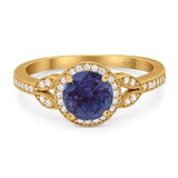 Art Deco Ring Round Natural Stone Beaded Ring