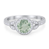 Art Deco Ring Round Natural Stone Beaded Ring