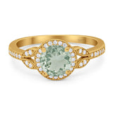 Art Deco Ring Round Natural Stone Beaded Ring