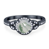 Art Deco Ring Round Natural Stone Beaded Ring