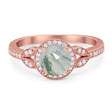 Art Deco Ring Round Natural Stone Beaded Ring