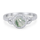 Art Deco Ring Round Natural Stone Beaded Ring