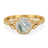 Art Deco Ring Round Natural Stone Beaded Ring