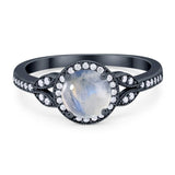 Art Deco Ring Round Natural Stone Beaded Ring