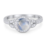 Art Deco Ring Round Natural Stone Beaded Ring