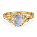 Art Deco Ring Round Natural Stone Beaded Ring