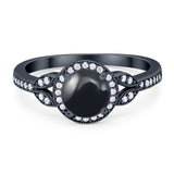 Art Deco Ring Round Natural Stone Beaded Ring