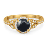 Art Deco Ring Round Natural Stone Beaded Ring