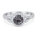 Art Deco Ring Round Natural Stone Beaded Ring