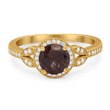 Art Deco Ring Round Natural Stone Beaded Ring