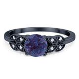 Art Deco Round Natural Stone Leaf Style Ring