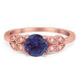 Art Deco Round Natural Stone Leaf Style Ring