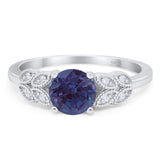 Art Deco Round Natural Stone Leaf Style Ring