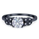 Art Deco Round Natural Stone Leaf Style Ring