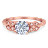 Art Deco Round Natural Stone Leaf Style Ring