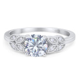 Art Deco Round Natural Stone Leaf Style Ring