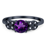 Art Deco Round Natural Stone Leaf Style Ring