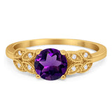 Art Deco Round Natural Stone Leaf Style Ring