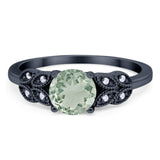 Art Deco Round Natural Stone Leaf Style Ring