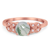 Art Deco Round Natural Stone Leaf Style Ring