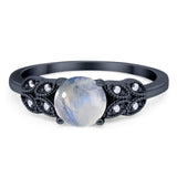 Art Deco Round Natural Stone Leaf Style Ring