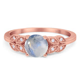 Art Deco Round Natural Stone Leaf Style Ring