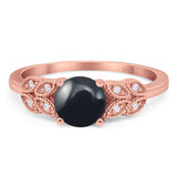 Art Deco Round Natural Stone Leaf Style Ring