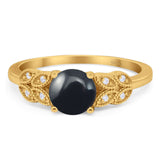 Art Deco Round Natural Stone Leaf Style Ring