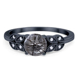 Art Deco Round Natural Stone Leaf Style Ring