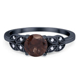 Art Deco Round Natural Stone Leaf Style Ring