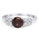 Art Deco Round Natural Stone Leaf Style Ring