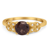 Art Deco Round Natural Stone Leaf Style Ring