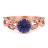 Art Deco Round Natural Stone Beaded Ring