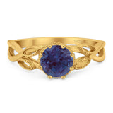 Art Deco Round Natural Stone Beaded Ring