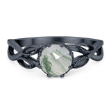 Art Deco Round Natural Stone Beaded Ring